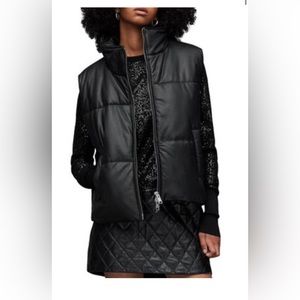 AllSaints - Bradbury Leather Puffer Vest in Black
